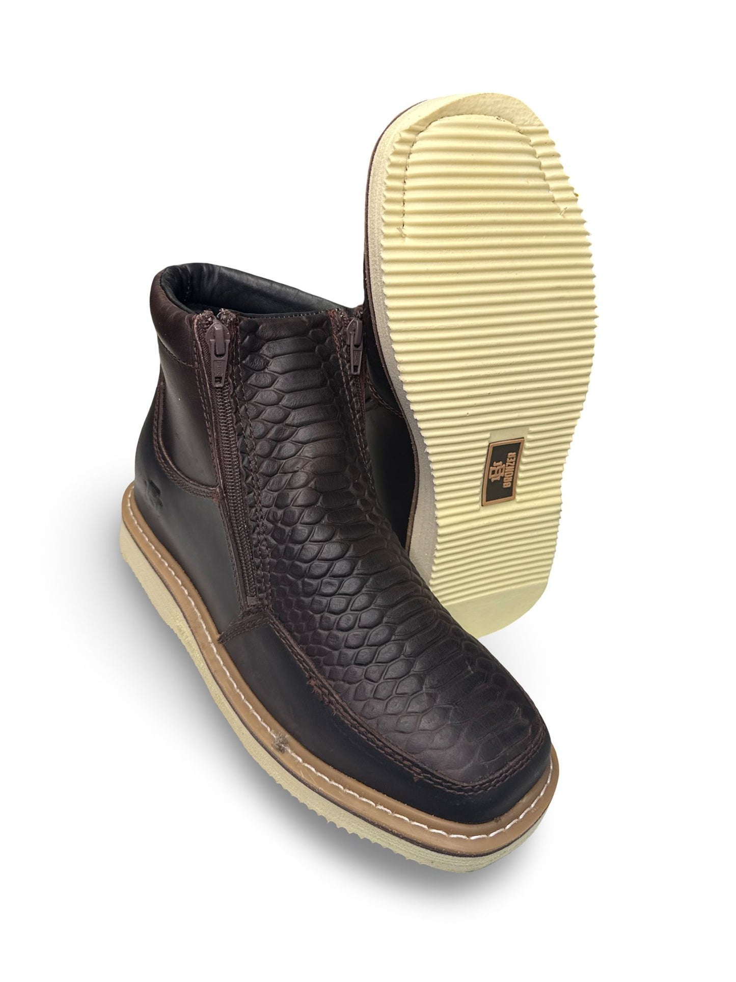 Botin Rufero Cafe Print Piton Para Caballero