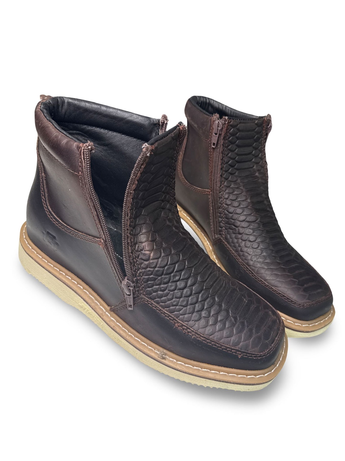 Botin Rufero Cafe Print Piton Para Caballero