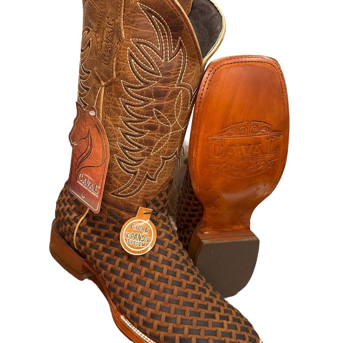 Bota Vaquera Tejida Caval Petatillo Artesanal - Handmade Leather Boot for men Footwear
