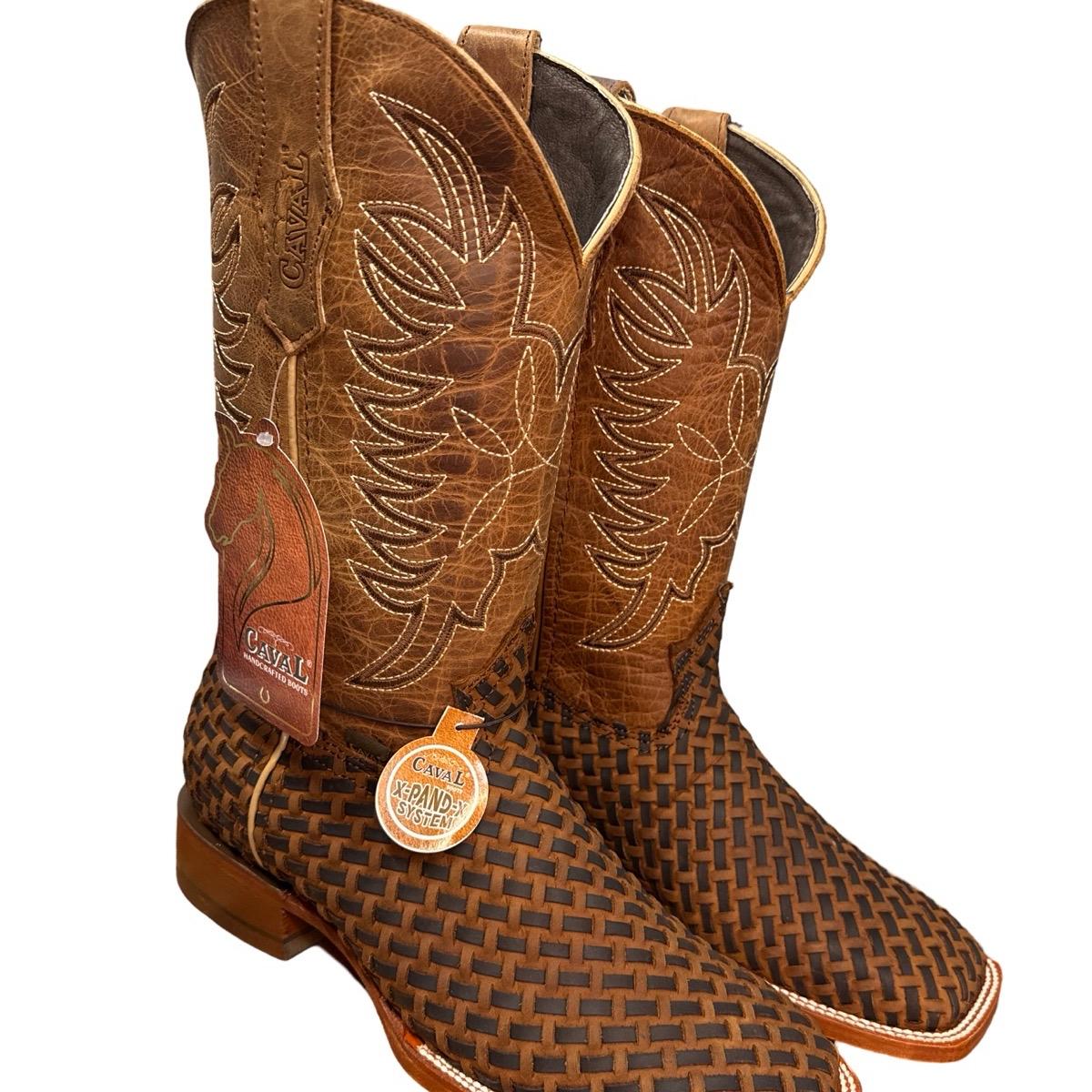 Bota Vaquera Tejida Caval Petatillo Artesanal - Handmade Leather Boot for men Footwear
