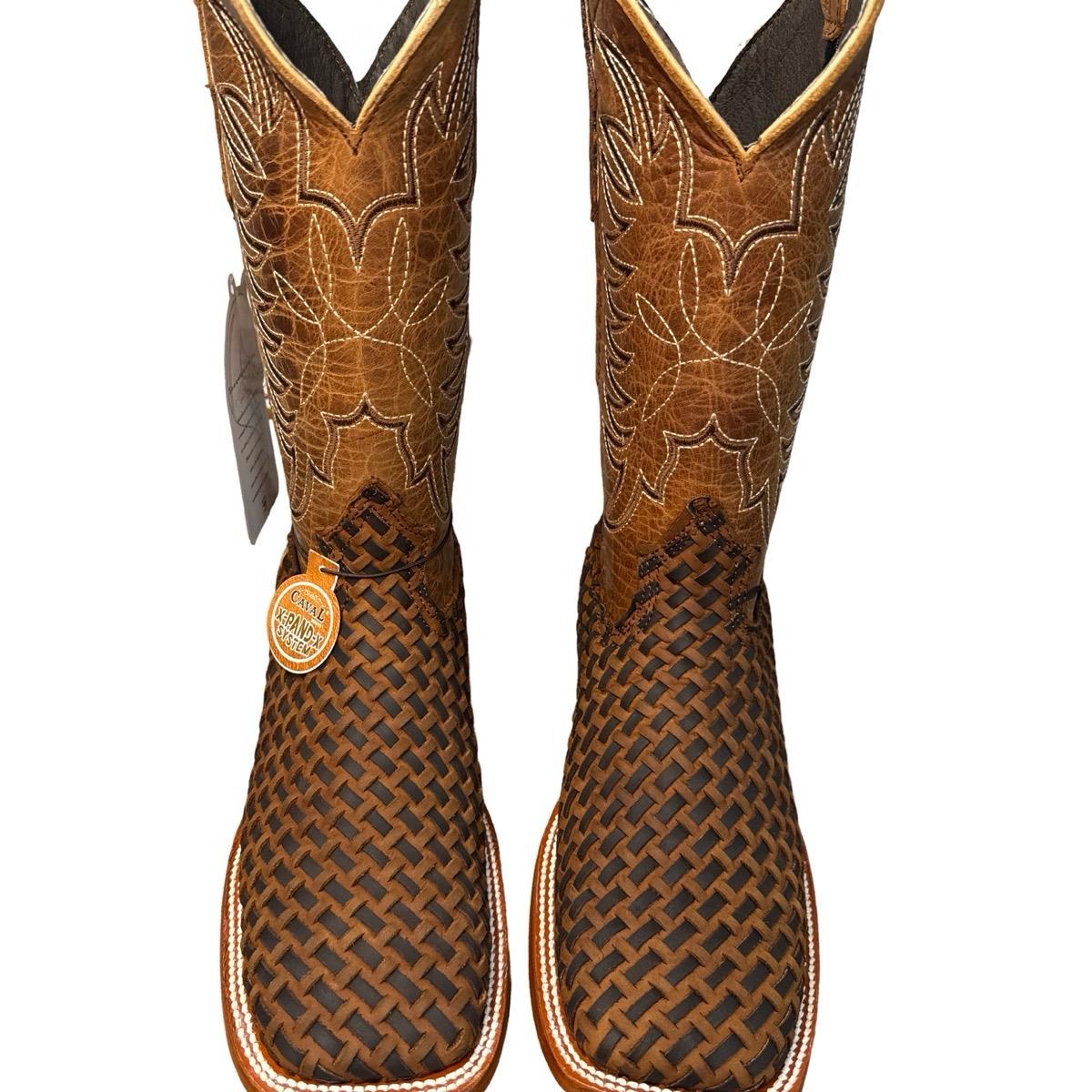 Bota Vaquera Tejida Caval Petatillo Artesanal - Handmade Leather Boot for men Footwear