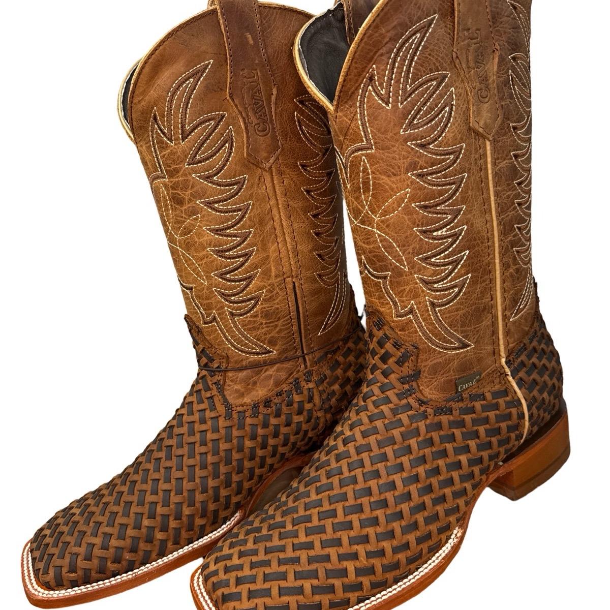 Bota Vaquera Tejida Caval Petatillo Artesanal - Handmade Leather Boot for men Footwear