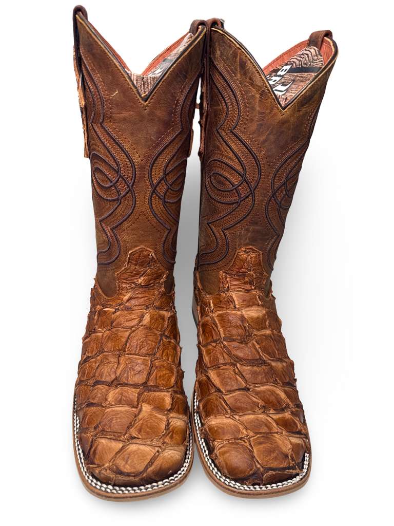 Bota Vaquera Original Pescado Piraruco Color Pecan Para Caballero