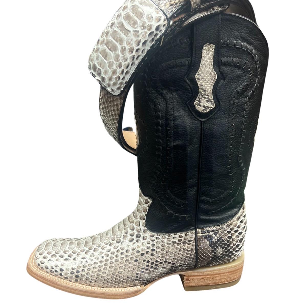 Bota Vaquera Piton Natural Para Caballero Con Cinto