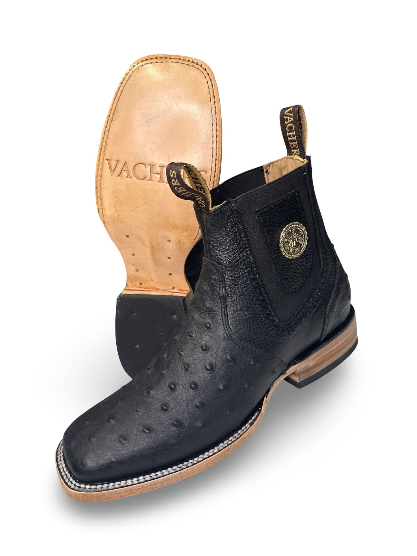 Botin Print Avestruz Color Negro Y Cafe Para Caballero