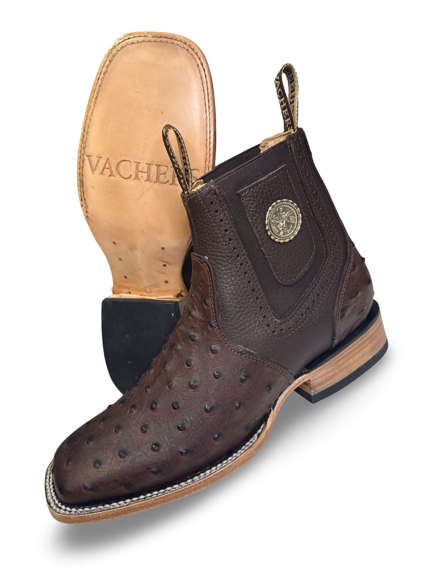 Botin Print Avestruz Color Negro Y Cafe Para Caballero