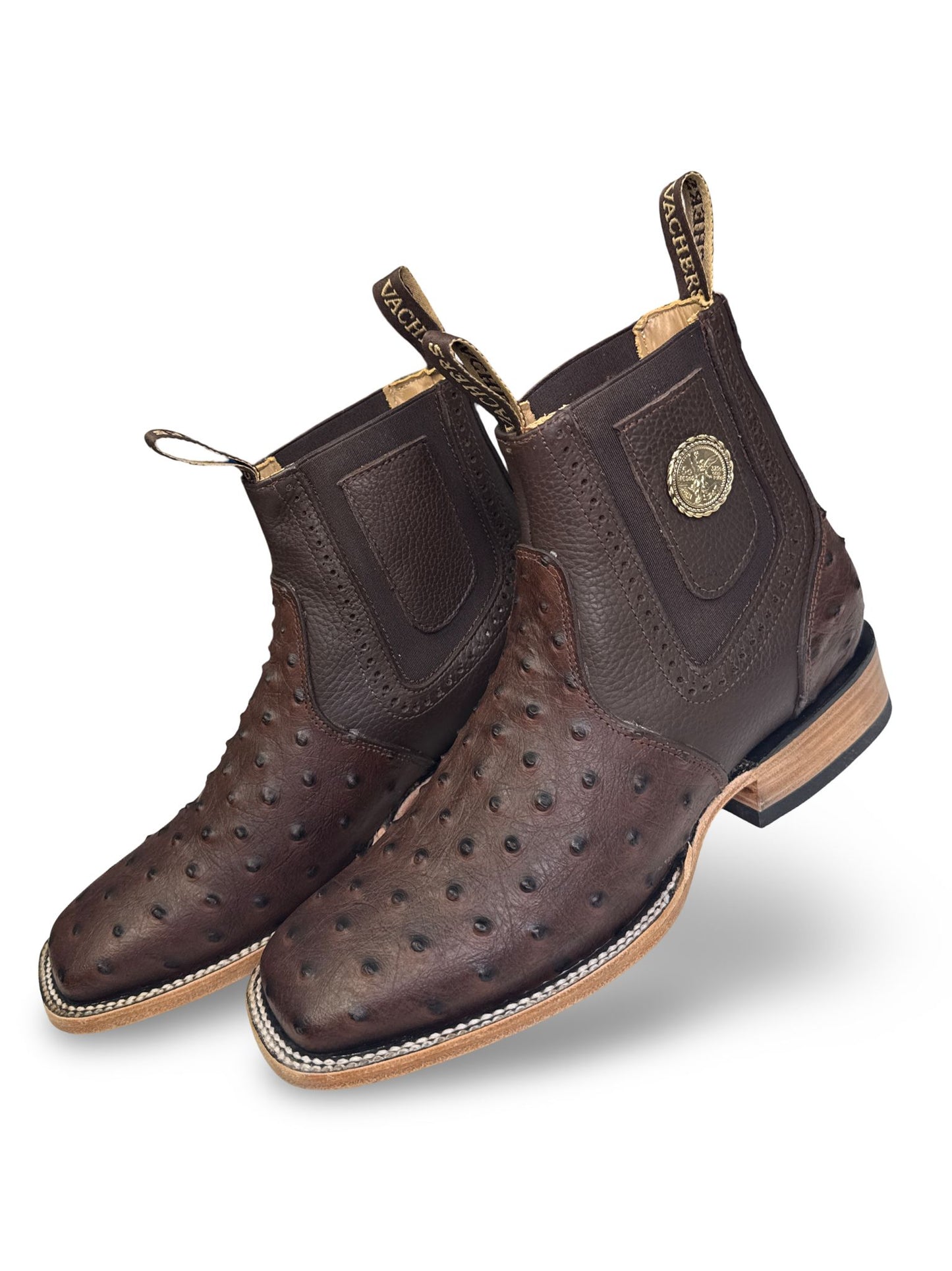 Botin Print Avestruz Color Negro Y Cafe Para Caballero