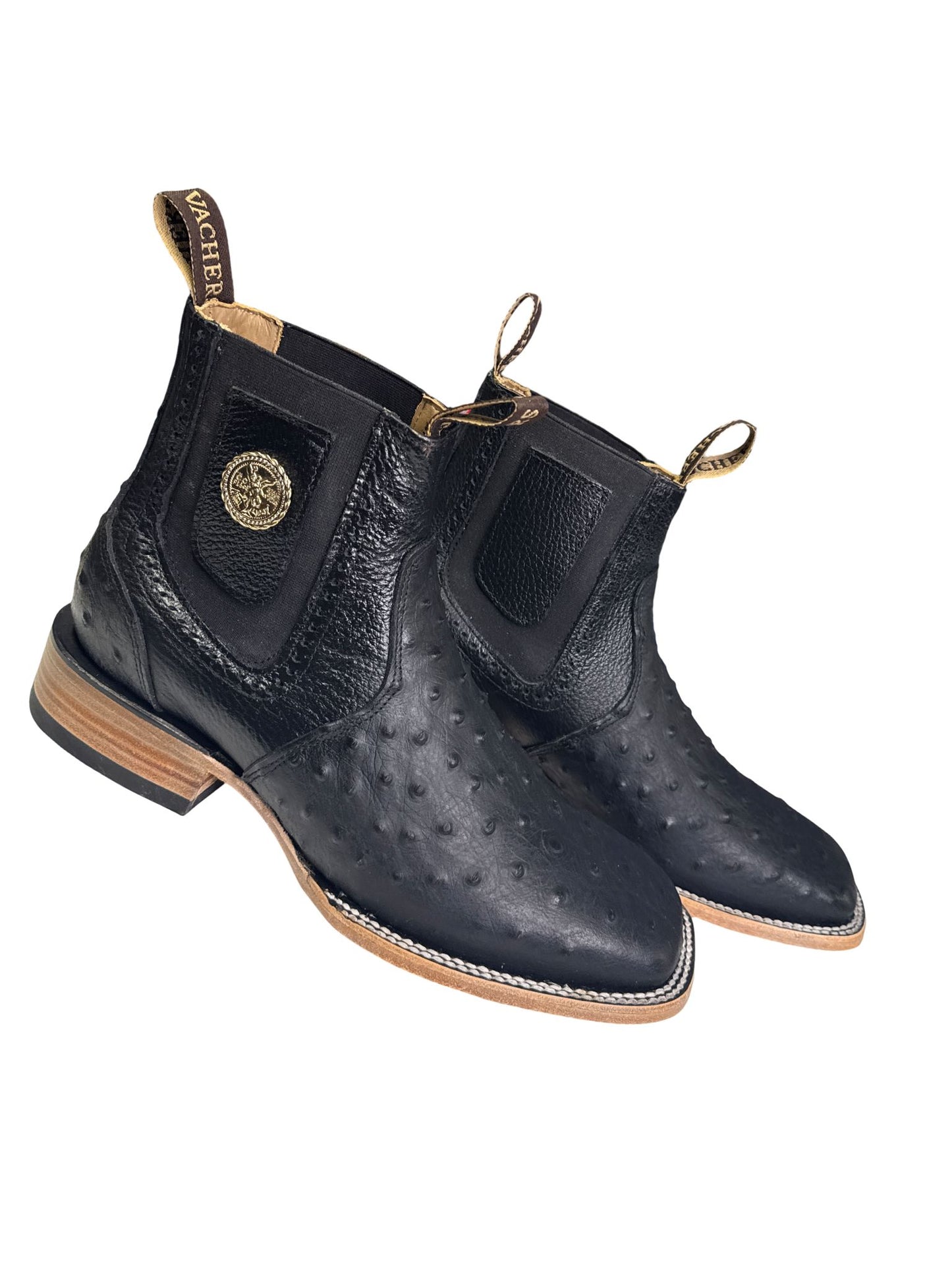 Botin Print Avestruz Color Negro Y Cafe Para Caballero