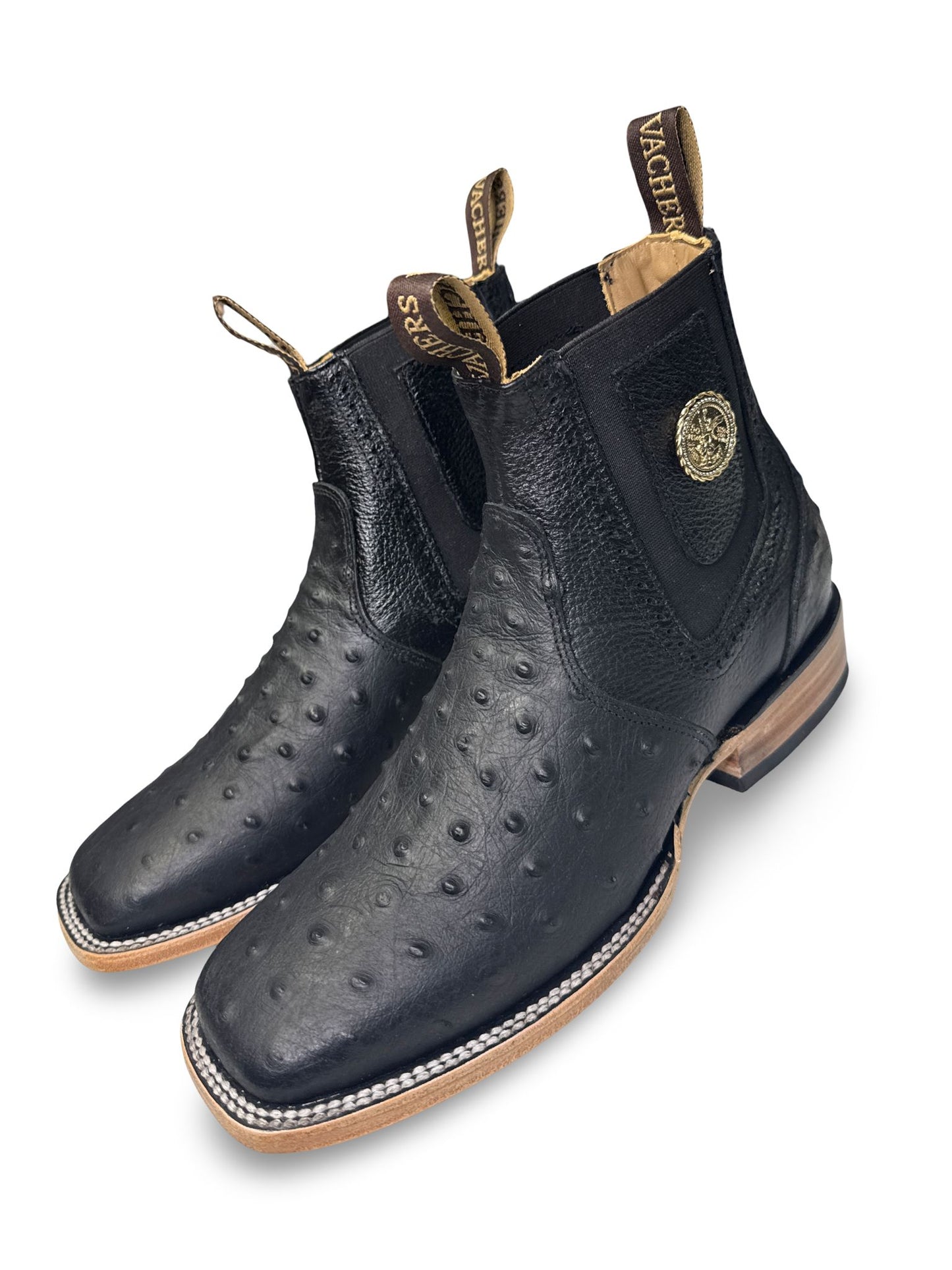 Botin Print Avestruz Color Negro Y Cafe Para Caballero