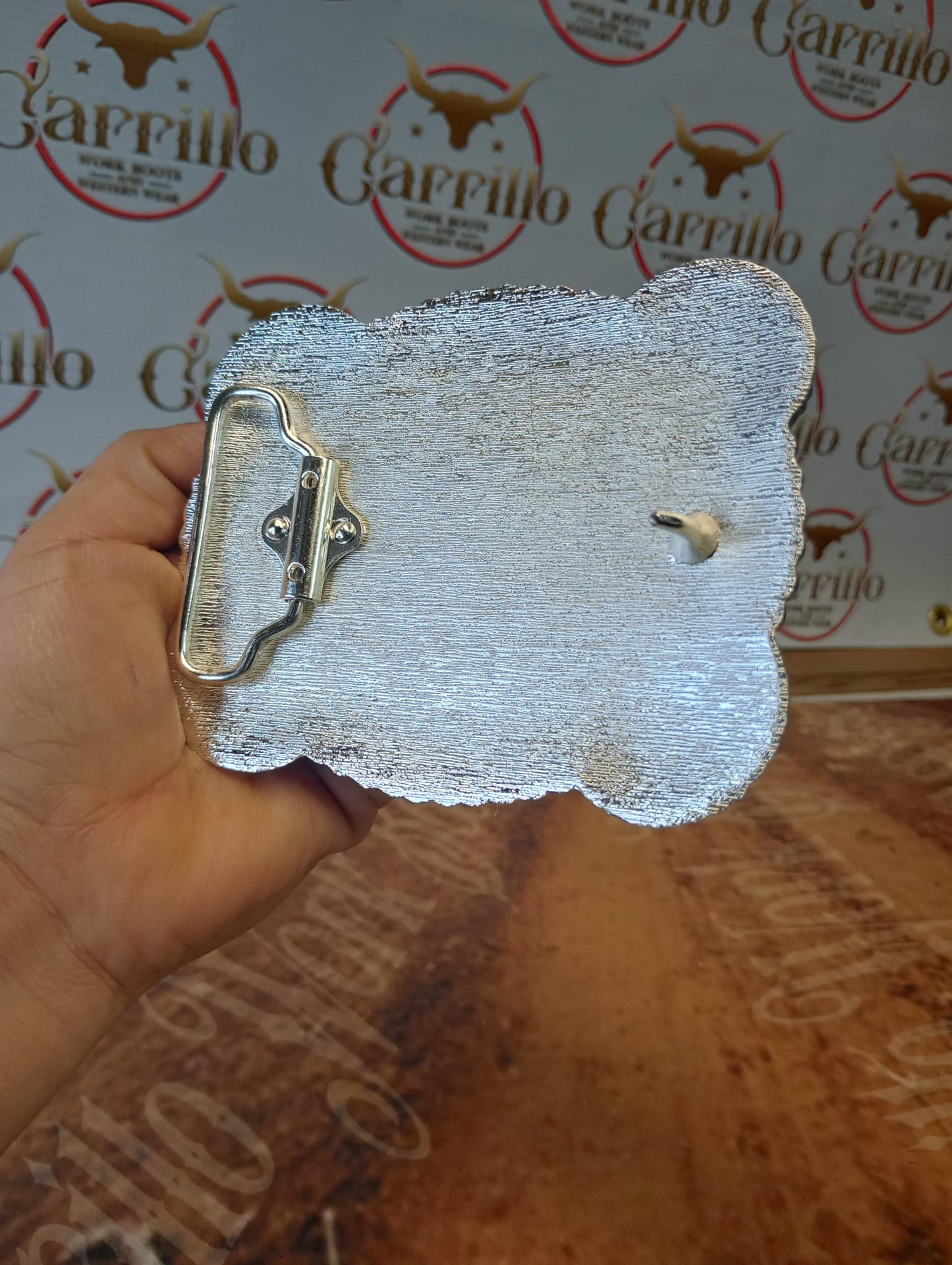 Hebilla de metal Oracion Al Vaquero fondo Vino Para Caballero