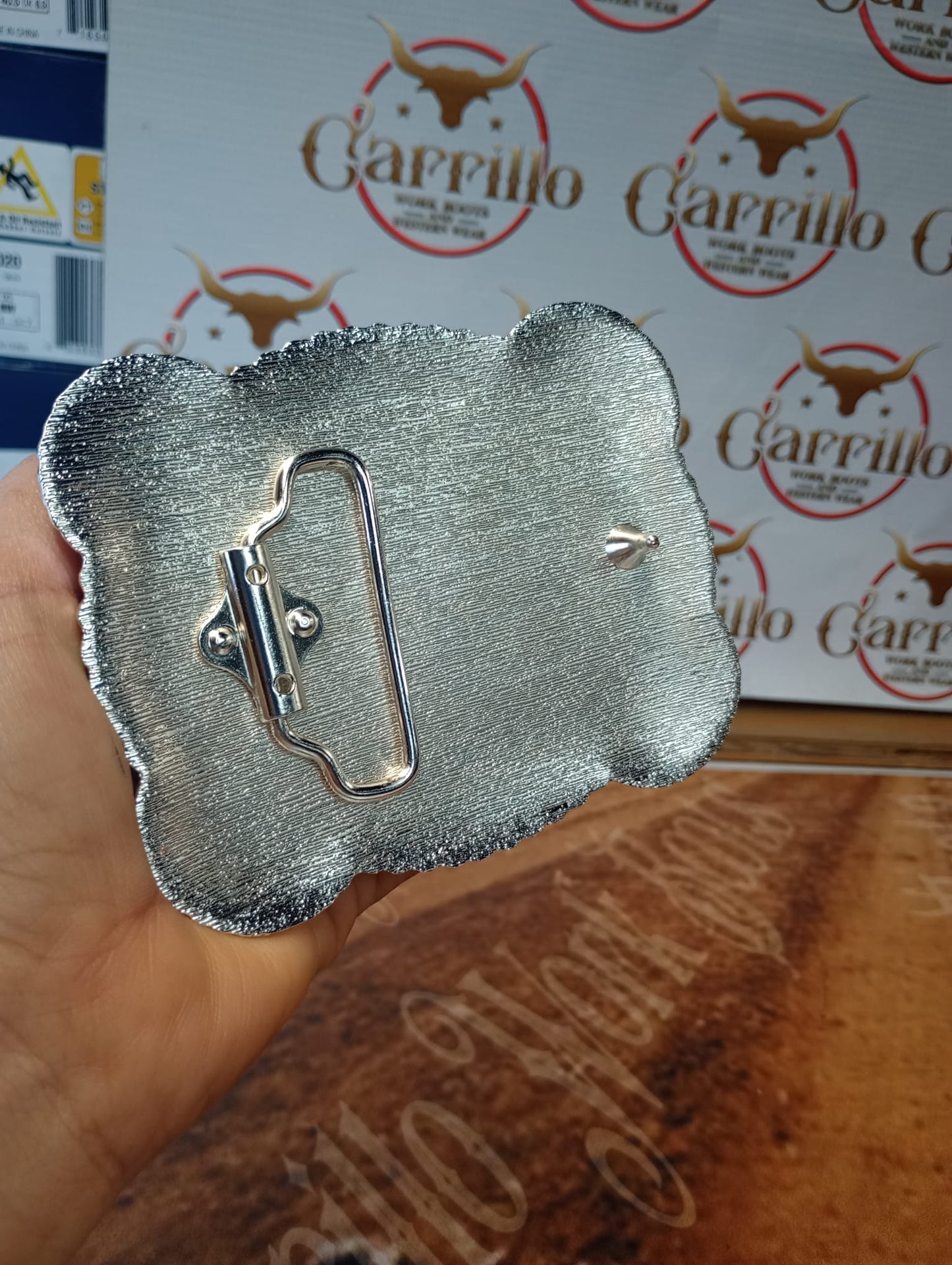 Hebilla de metal Oracion Al Vaquero fondo Vino Para Caballero
