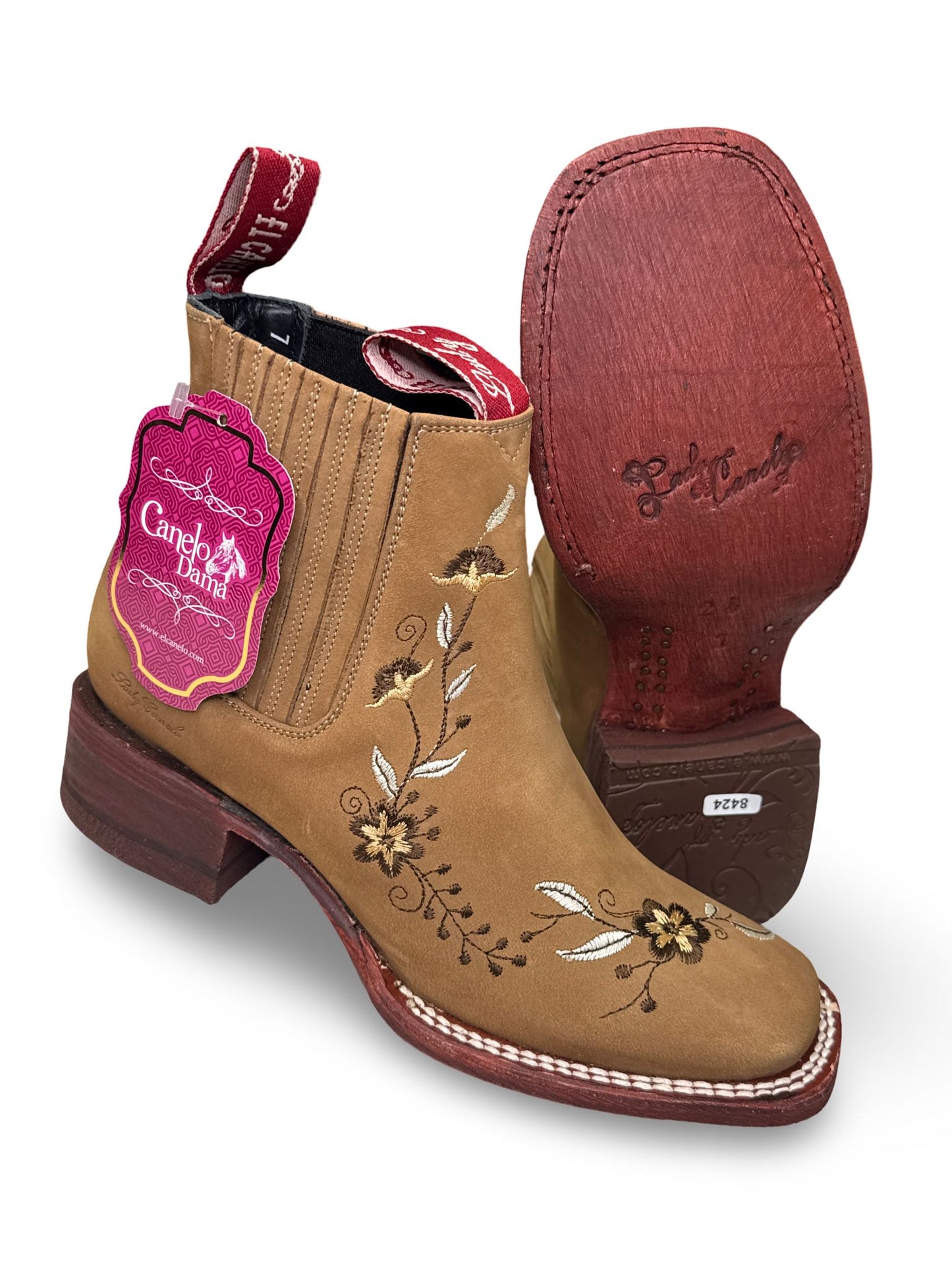 Botin Color Arena Con Diseno De Flores Para Dama