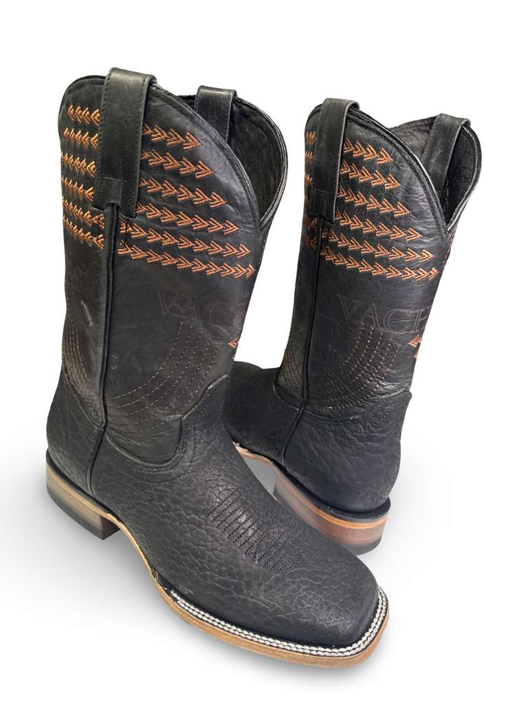 Bota Vaquera Cuello De Toro Negro Para Caballero