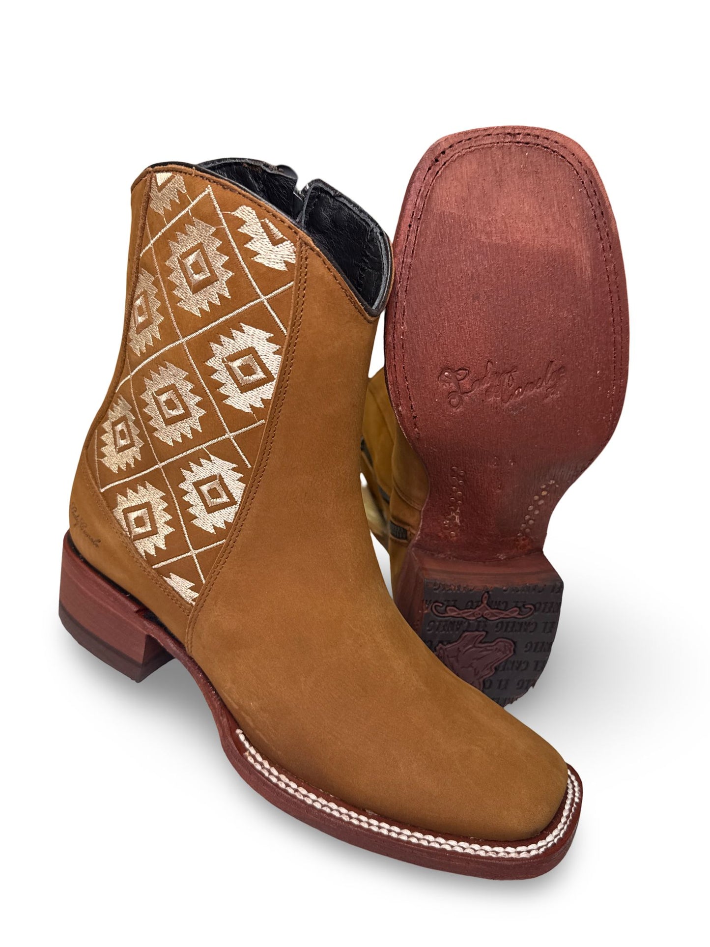 Toppo Botin Toppo Printeado Azteca Con Cierre For Dama Women's Elegant 100% Leather Boot Made in Mexico Secure Closure Stylish Footwear