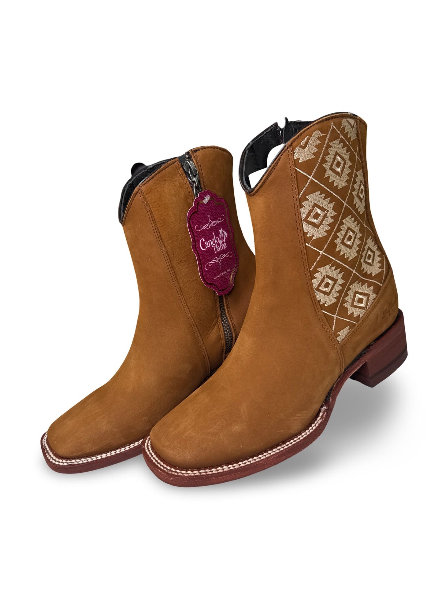 Toppo Botin Toppo Printeado Azteca Con Cierre For Dama Women's Elegant 100% Leather Boot Made in Mexico Secure Closure Stylish Footwear