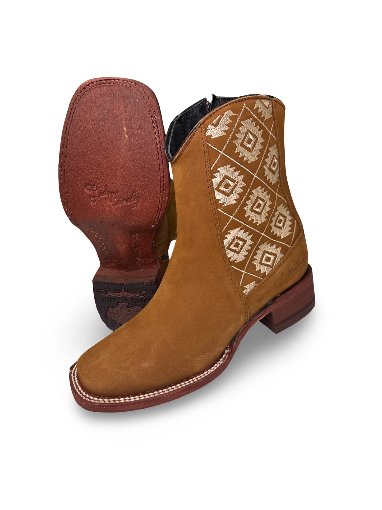 Toppo Botin Toppo Printeado Azteca Con Cierre For Dama Women's Elegant 100% Leather Boot Made in Mexico Secure Closure Stylish Footwear
