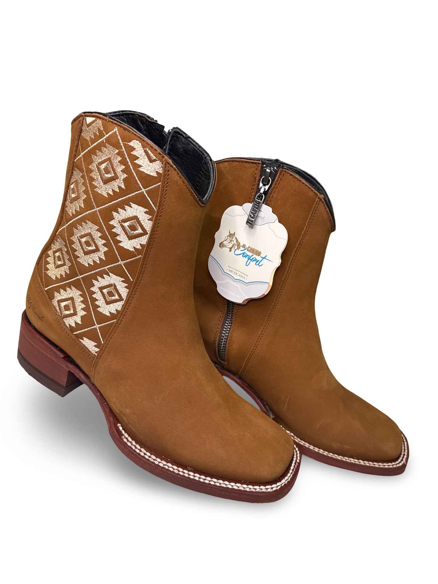 Toppo Botin Toppo Printeado Azteca Con Cierre For Dama Women's Elegant 100% Leather Boot Made in Mexico Secure Closure Stylish Footwear