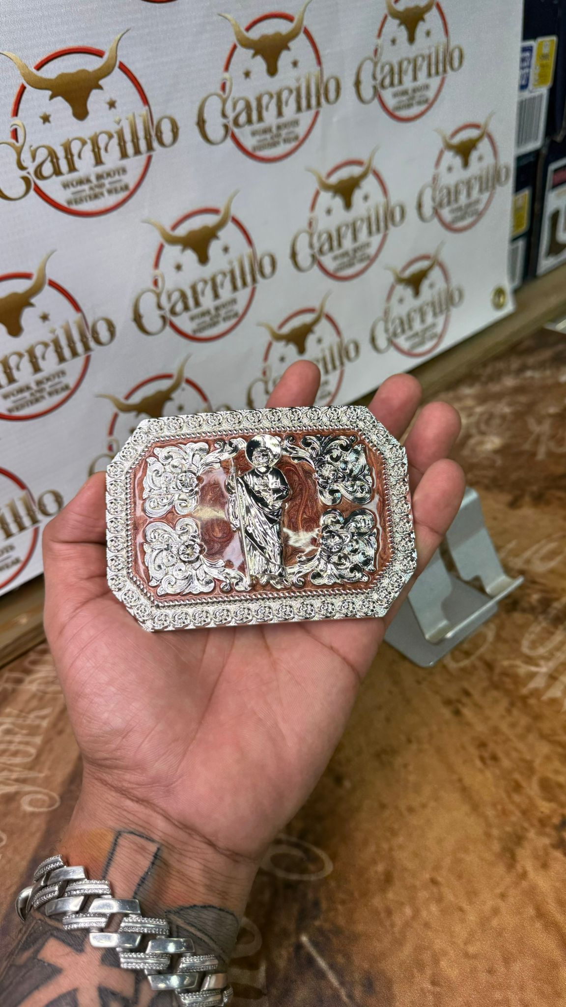 Hebilla con Imagen de San Juditas para Cinto de 2 Pulgadas -