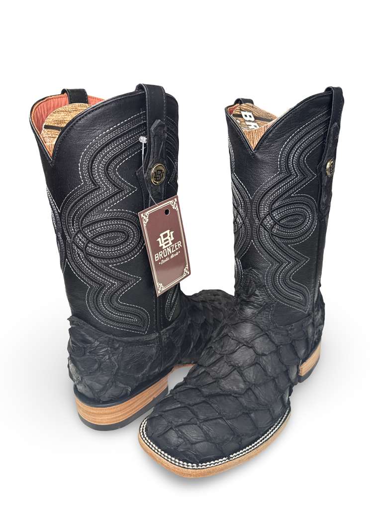 Bota Vaquera Original Pescado Piraruco Negro Matte Para Caballero