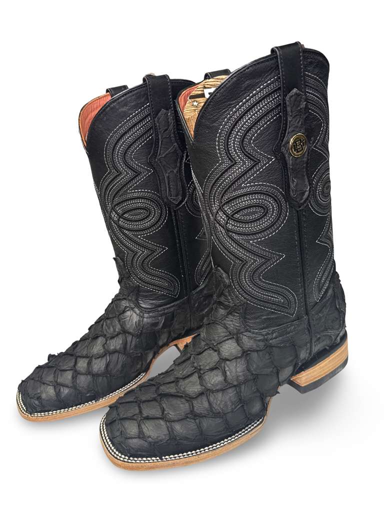 Bota Vaquera Original Pescado Piraruco Negro Matte Para Caballero