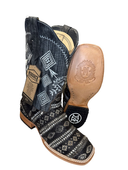 Bota Vaquera Para Caballero Pelo De Vaca Diseno Azteca - Handcrafted, 100% Mexico, Durable & Comfortable, Perfect for Any Occasion - Footwear, Boy