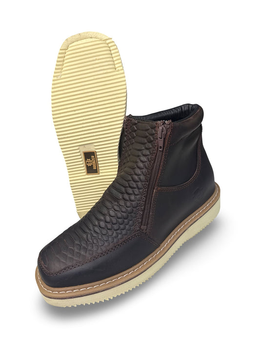 Botin Rufero Cafe Print Piton Para Caballero