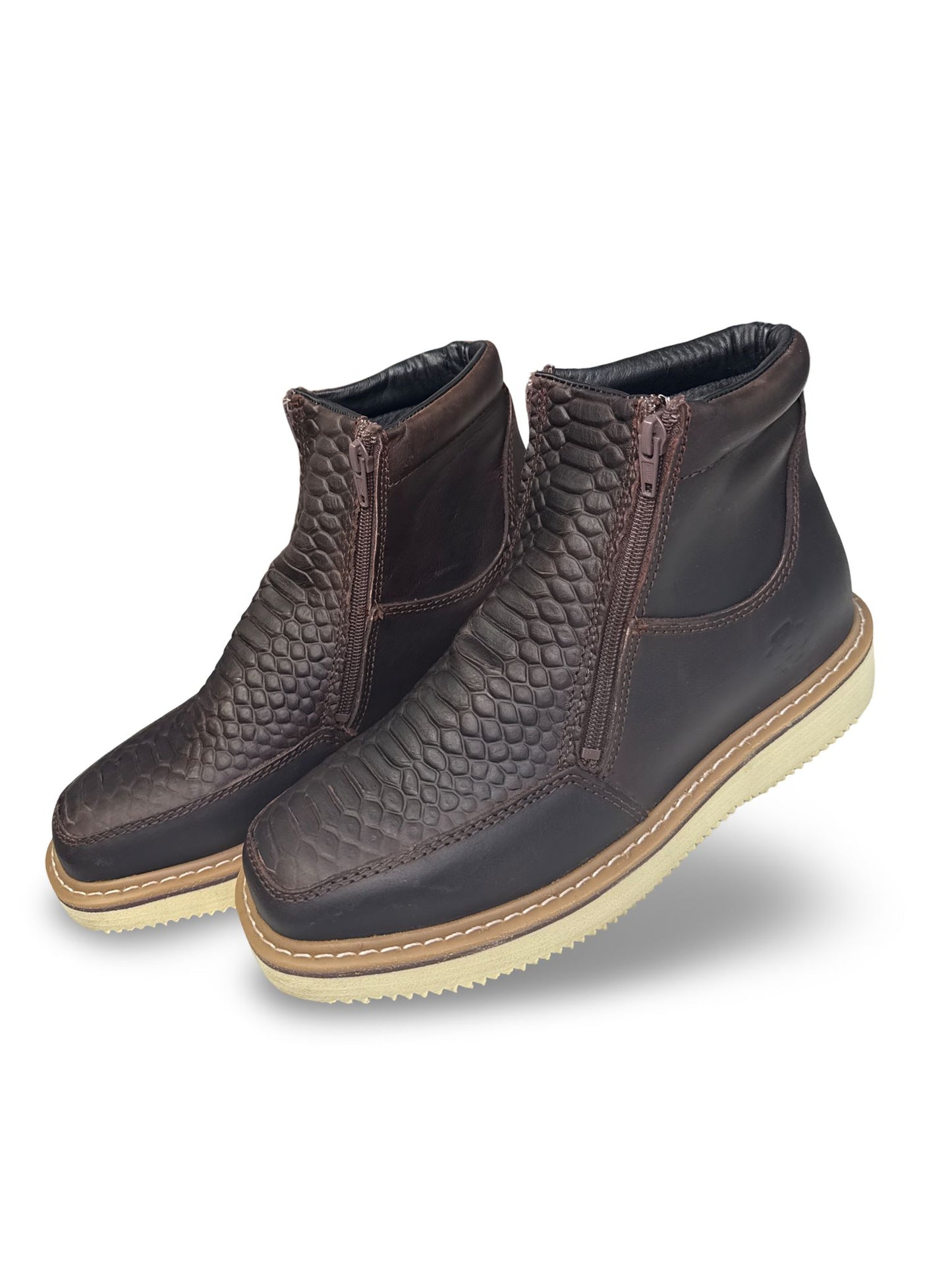 Botin Rufero Cafe Print Piton Para Caballero