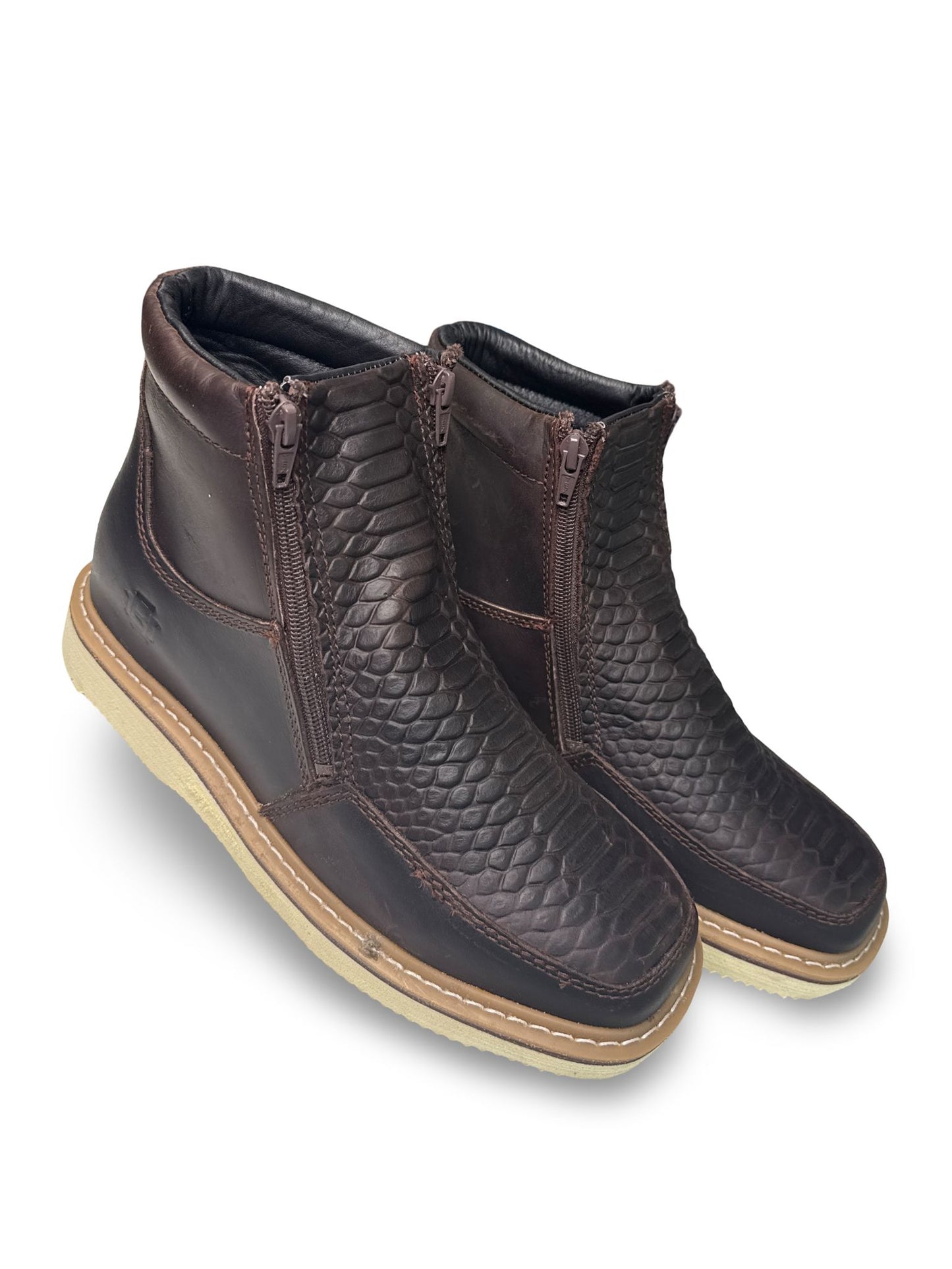 Botin Rufero Cafe Print Piton Para Caballero