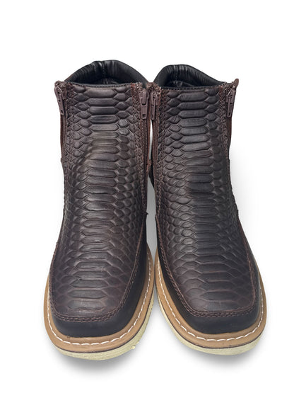 Botin Rufero Cafe Print Piton Para Caballero