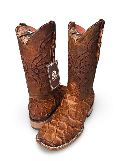 Bota Vaquera Original Pescado Piraruco   Color Pecan Para Caballero
