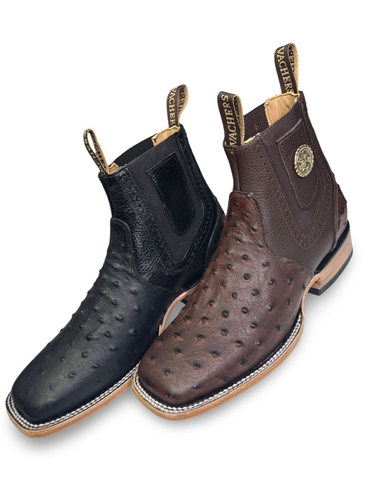 Botin Print Avestruz Color Negro Y Cafe Para Caballero