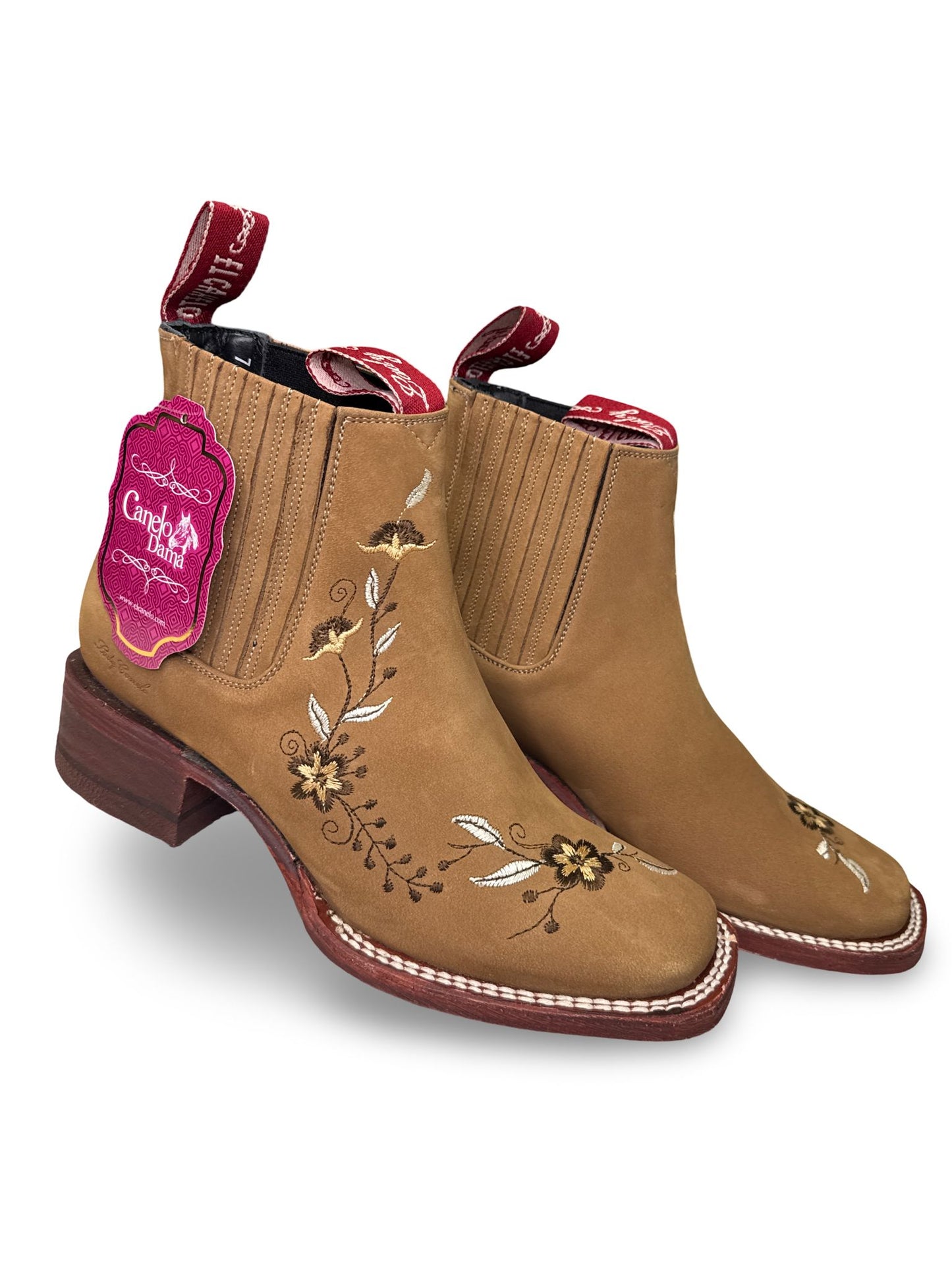 Botin Color Arena Con Diseno De Flores Para Dama