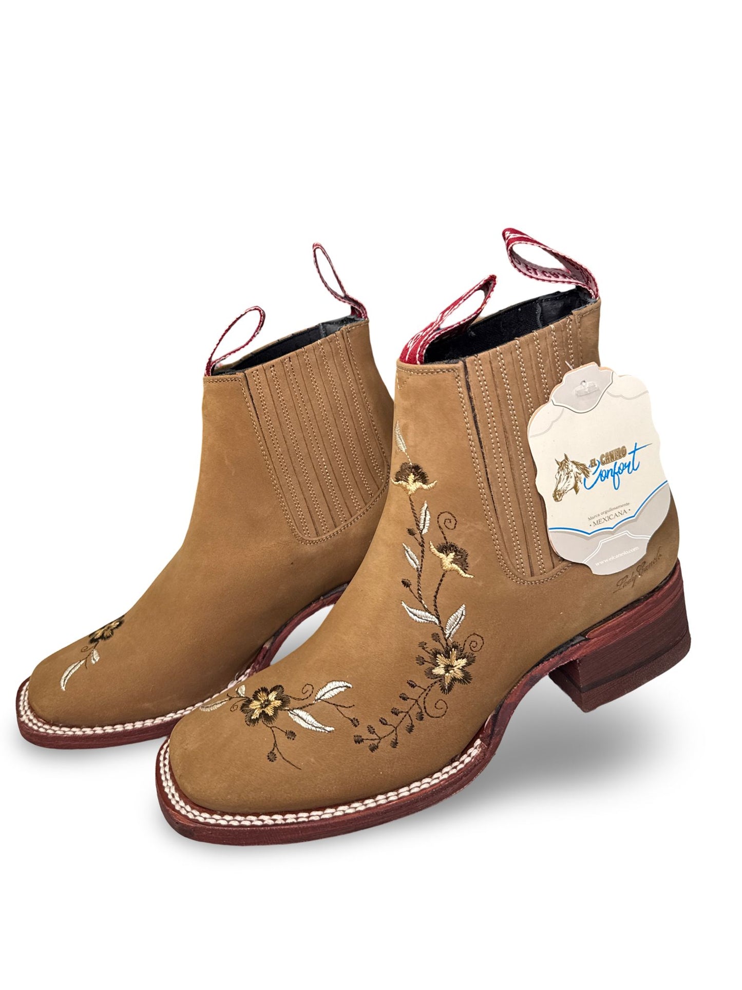 Botin Color Arena Con Diseno De Flores Para Dama