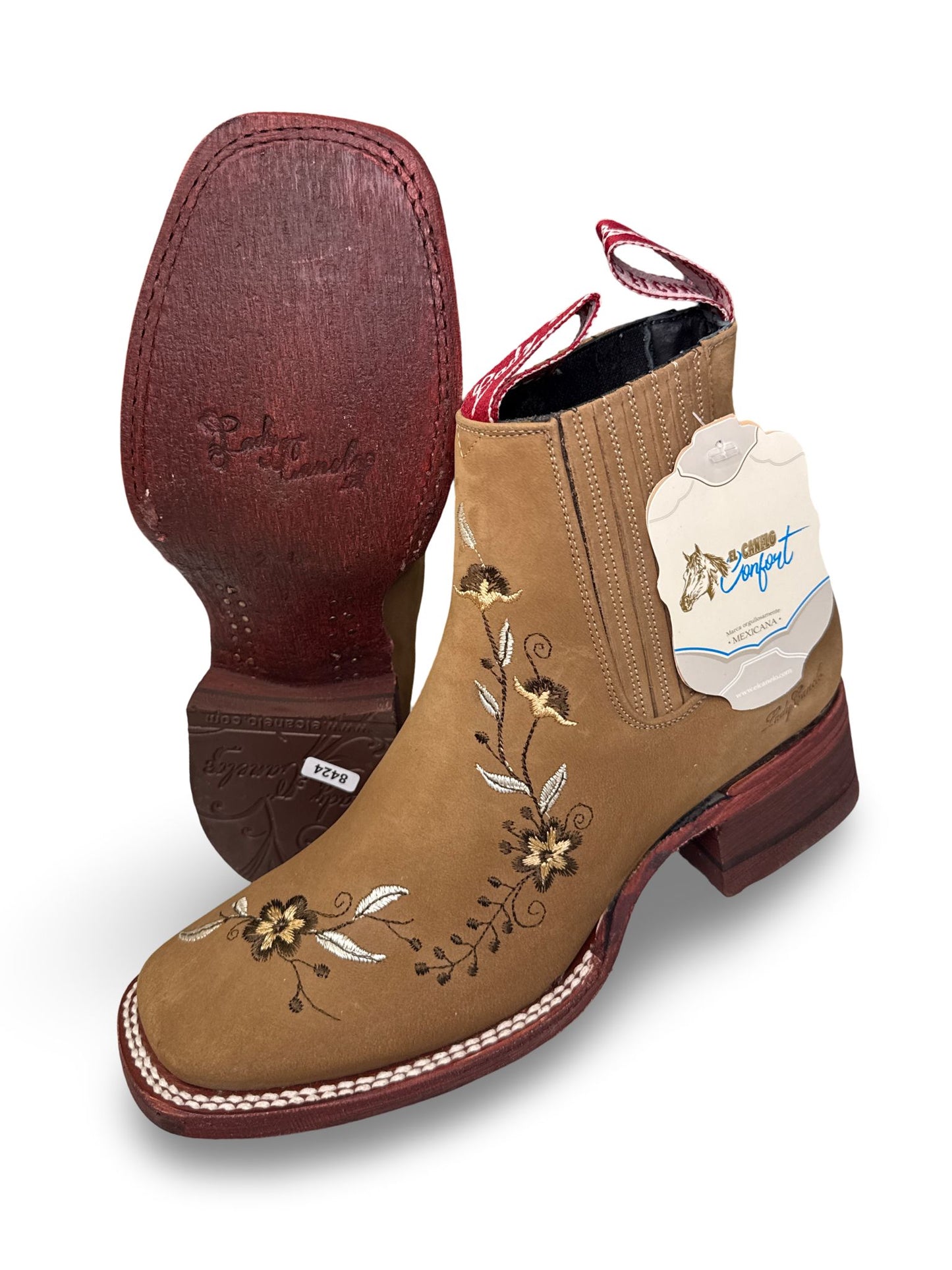 Botin Color Arena Con Diseno De Flores Para Dama