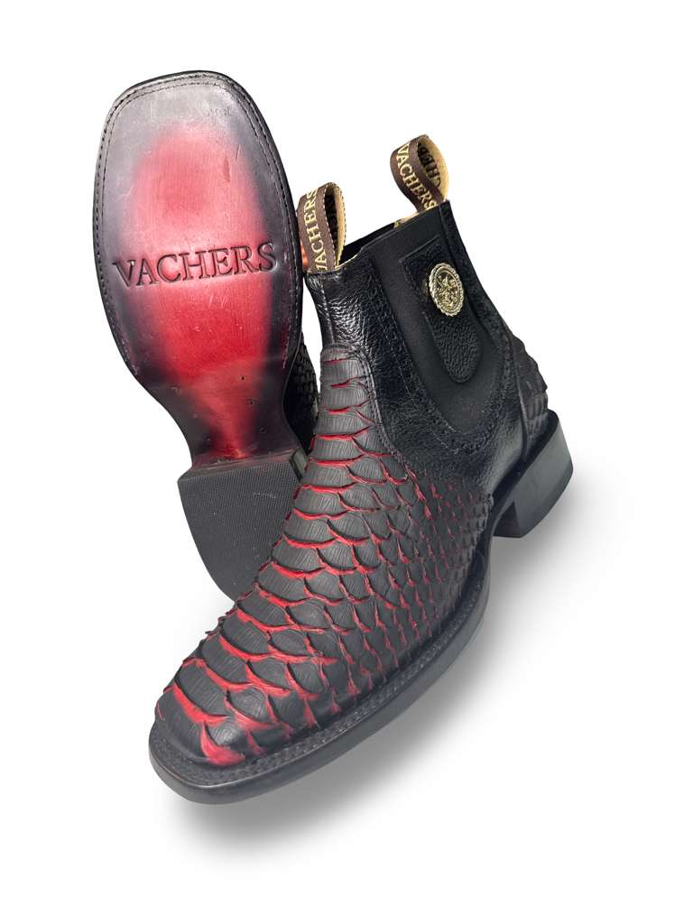 Botin Print Piton Mate Rojo Para Caballero