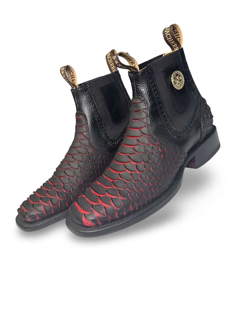 Botin Print Piton Mate Rojo Para Caballero