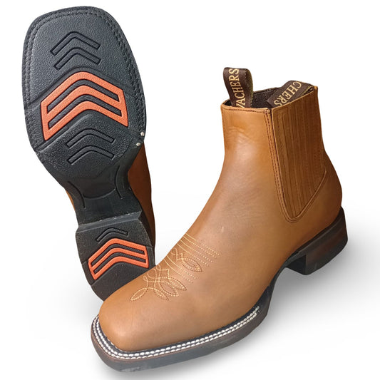 Botin Vaquero Crazy Miel Para Caballero 100% Leather Made in Mexico Rubber Sole for Stability and Comfort