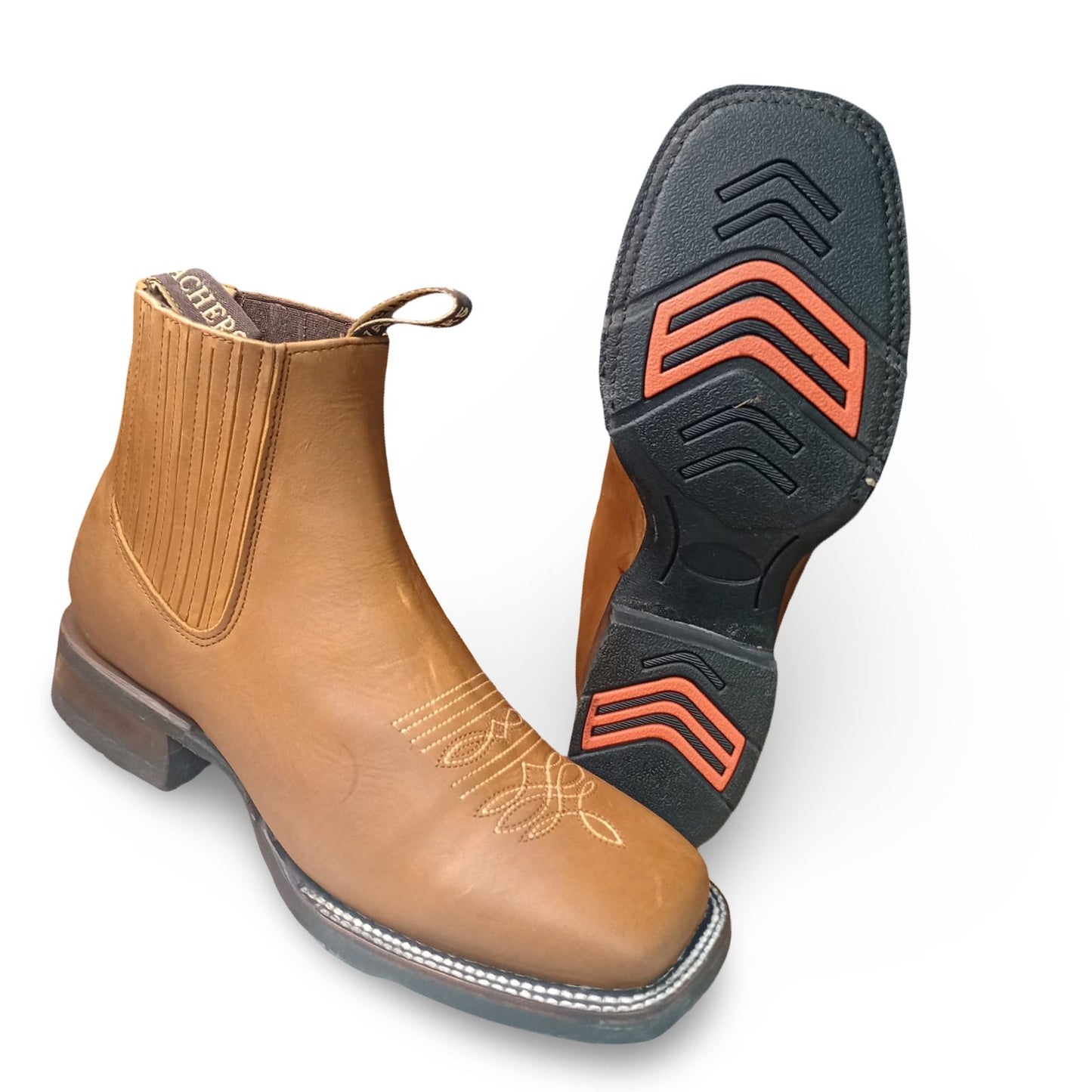 Botin Vaquero Crazy Miel Para Caballero 100% Leather Made in Mexico Rubber Sole for Stability and Comfort
