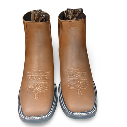 Botin Vaquero Crazy Miel Para Caballero 100% Leather Made in Mexico Rubber Sole for Stability and Comfort