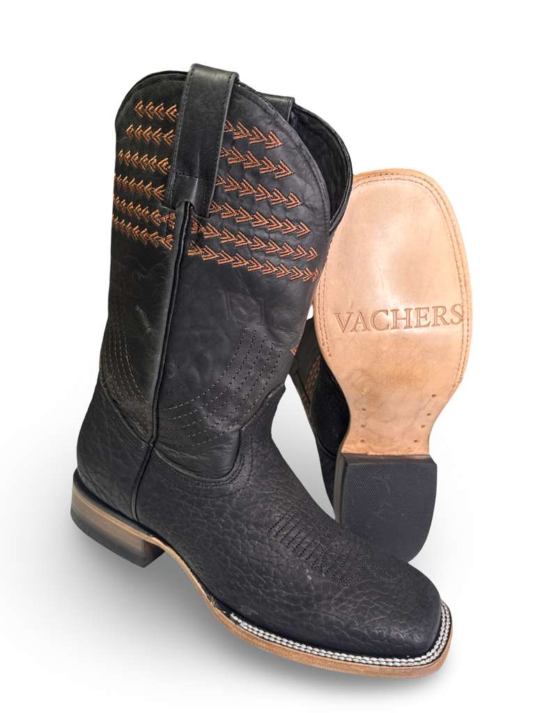 Bota Vaquera Cuello De Toro Negro Para Caballero