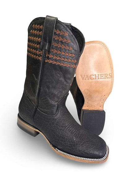 Bota Vaquera Cuello De Toro Negro Para Caballero