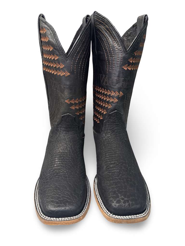 Bota Vaquera Cuello De Toro Negro Para Caballero