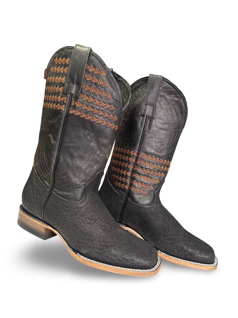 Bota Vaquera Cuello De Toro Negro Para Caballero