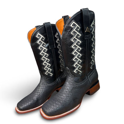 Bota Vaquera Negro Piton Natural Para Caballero