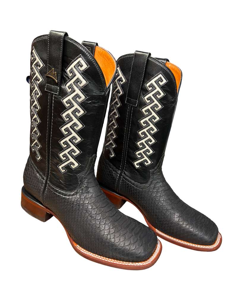 Bota Vaquera Negro Piton Natural Para Caballero