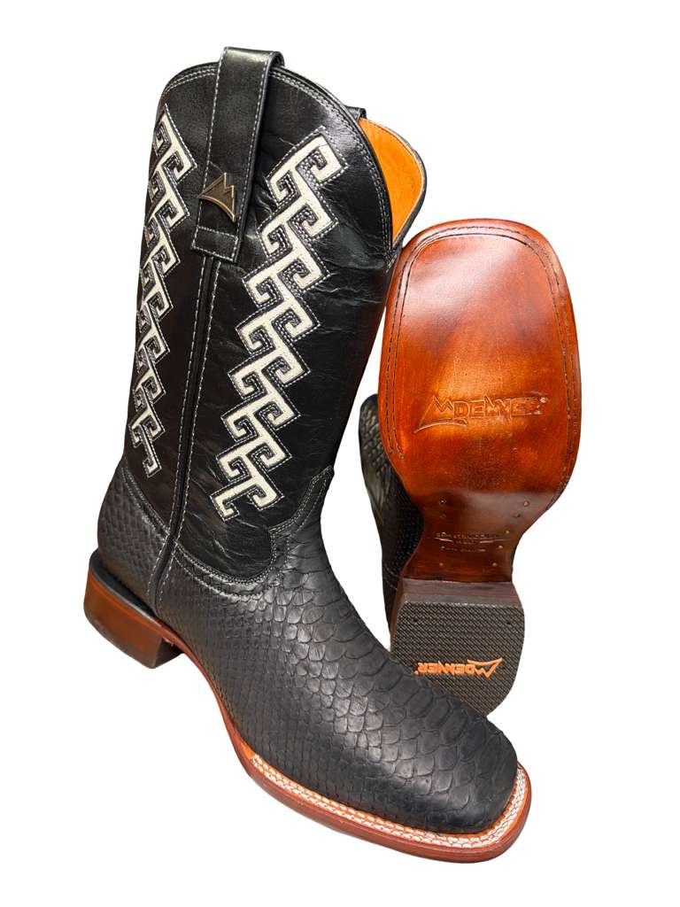 Bota Vaquera Negro Piton Natural Para Caballero