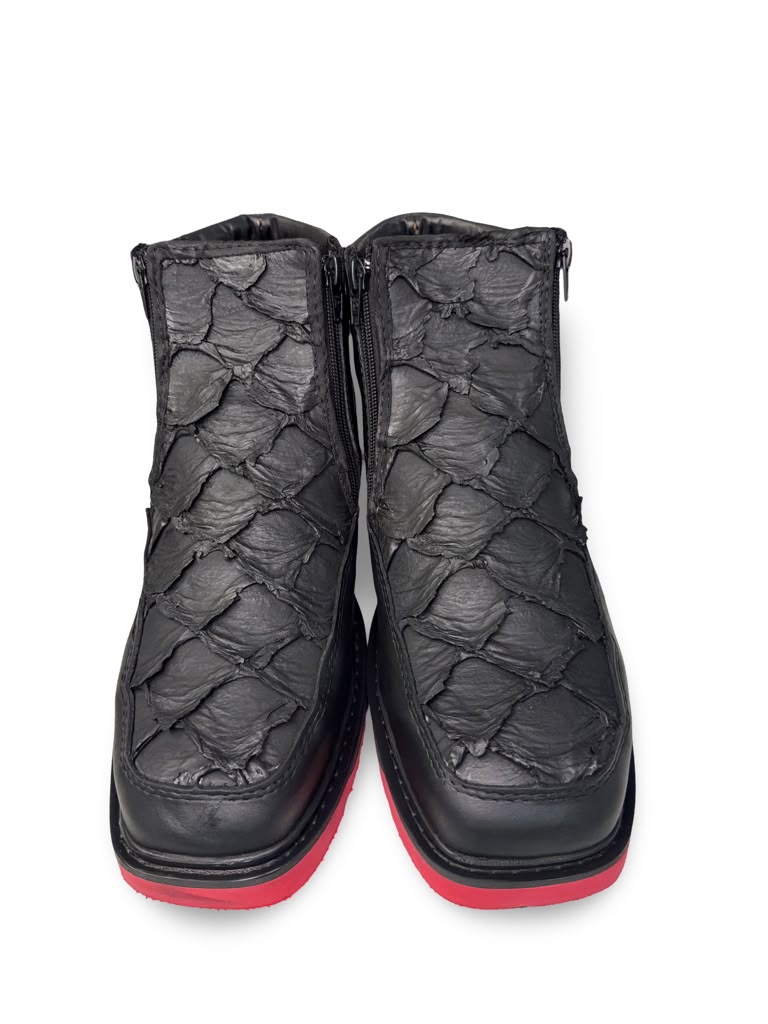 Botin Print Pescado Negro Suela Roja Para Caballero