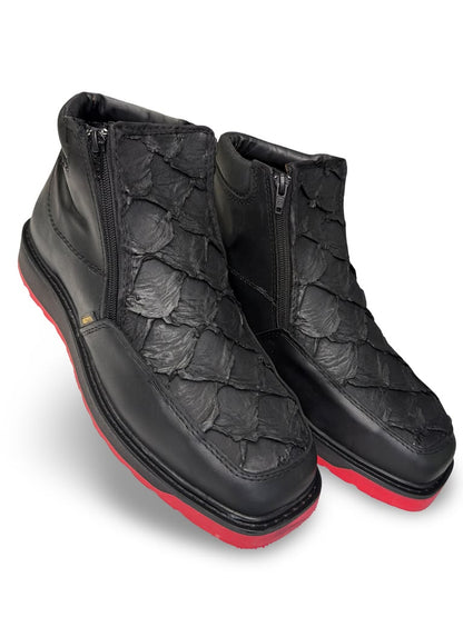 Botin Print Pescado Negro Suela Roja Para Caballero