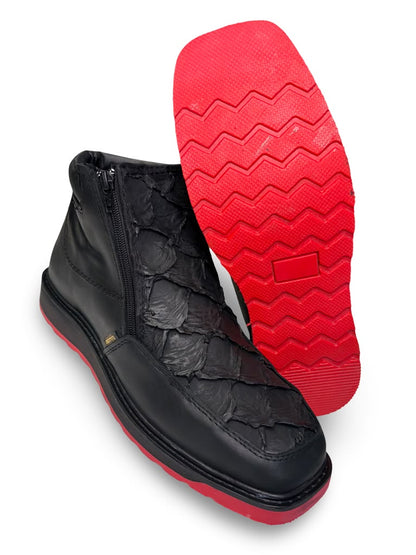 Botin Print Pescado Negro Suela Roja Para Caballero