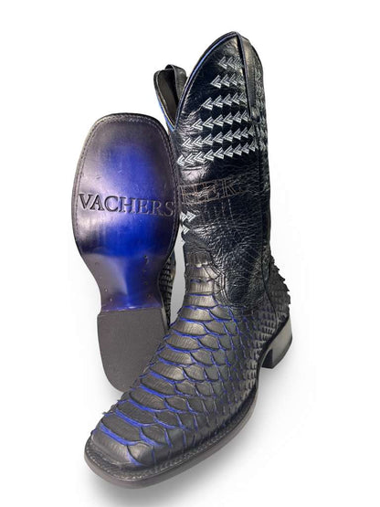 Bota Vaquera Print Piton Azul Para Caballero